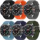 6 Pack Marine Silicone Band for Samsung Galaxy Watch Ultra Bands 47mm Men/Women,Waterproof Soft Sport Strap Compatible with Samsung Watch Ultra Band for Men/Women Breathable Replacement 