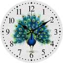 CHGCRAFT Peacock Wall Clock Non-Ticking Clock Round Decorative Wall Clocks Printed Clocks for Home Living Room Bedroom Home Office Decoration