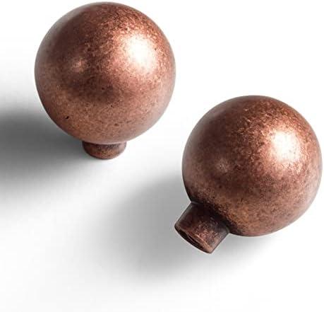 Goo-Ki 1''(25mm) Antique Copper Cabinet Knobs,Retro Zinc Alloy Dress Knobs for Drawer,Cupboard, Wardrobe,6 Pack