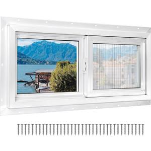 NeatiEase Basement Window, 48" x 24" Heavy Duty Vinyl Sliding Windows with Double Pane Insulated Tempered Glass and Fiberglass Screen for Basement, Bathroom, Garage, Shed, Home Replacement (White)