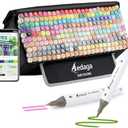 AEDAGA 240 Colors Alcohol Markers with Free App, Dual Tip Art Marker with Kickstand Case for Artists Adults. Alcohol Based Markers for Coloring Painting Sketching and Drawing, Great Gift