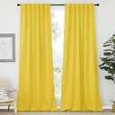 NICETOWN Bedroom Blackout Curtain Panels - (Bright Yellow Color) 52 x 120 inch, 2 PCs, Insulating Energy Saving Solid Rod Pocket Blackout Drapes for Hall, Villa