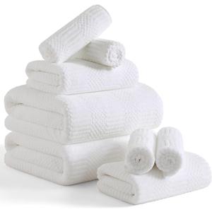 Ferdilan 8 Piece Extra Large Bath Towels Set,2 Oversized 35"x70" Bath Towel Sheets,2 Hand Towels and 4 Washcloths 600 GSM Highly Absorbent Quick Dry Towels Set for Bathroom Hotel White