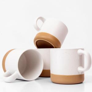 Unboxme Givenne Ceramic Latte Mug Set  12oz, Set of 4  Microwave-Safe Porcelain Coffee Cups with Large Handles  Modern Boho Design in Clay Neutral Colors
