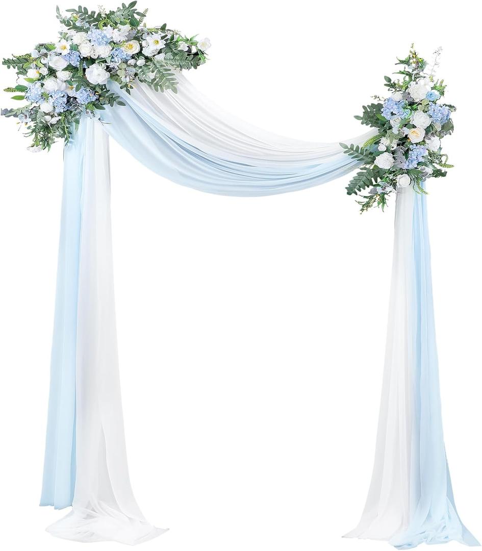 Canlierr Wedding Arch Flowers Kit Pack of 4 Include 2 Pcs Artificial Flower Arrangement and 2 Pcs Chiffon Draping Fabric for Wedding Decor Backdrop Ceremony Bridal Shower Banquet Party (Blue)