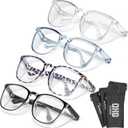 OXG 4 Pack Safety Glasses Anti Fog Goggles, Blue Light Blocking Stylish Safety Glasses for Women Nurses Protective Eyewear (Leopard/Clear/Black/Blue)