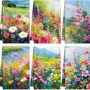 Geyoga 6 Pieces Oil Painting Flowers Kitchen Towels Absorbent Dish Towels Decorative Tea Washcloth for Spring Summer Kitchen Bathroom Home Decor, 16 x 24 Inch(Colorful)