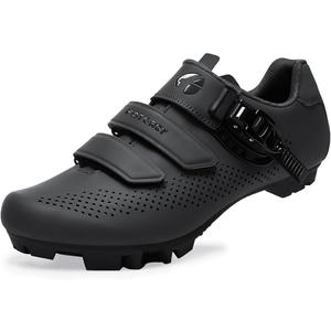 Men Mountain Bike Cycling Shoes Women, MTB-Shoes Installation Compatible SPD Cleats, Black Without Studs, Size: 8 Women/7 Men