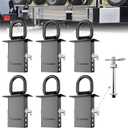 Stake Pocket D-Ring Heavy Duty with Anti-Loss Lock and Gloves, Trailer D-Ring Stake Pocket Tie Downs Breaking Load 16,200lbs Galvanized Black (6 Set)