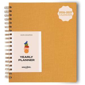 Anecdote Spiral Planner w/2026-2027 Calendar (8.5" x 10") | Start Anytime - 52 Weeks, Undated Planner Pages | To-Do List Organizer, Plan Your Success, Achieve Productivity Goals (Mustard)