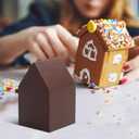 COTOPHER 100 Pack Christmas Gingerbread House Box Cardboard, 2.95x2.95x4.92 In House Shaped Boxes Kit DIY Crafts, Xmas Candy Houses for Christmas Party Supplies Decor Snack Packaging (Dark Brown)