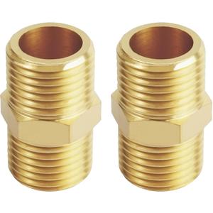 YOUHO 2-Pack 1/2" NPT Male Thread Brass Pipe Nipple Adapter Fittings
