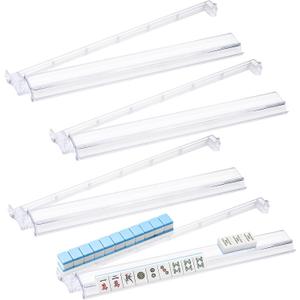 2-in-1 Mahjong Racks with Pushers 4-Pack, Non-Slip Acrylic Mahjong Racks