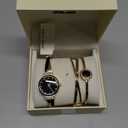 Anne Klein Women's Premium Crystal Accented Watch and Bangle Set (Gold/Black)