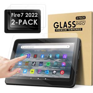 2-PACKDETUOSI Screen Protector for Amazon Kindle All-New Fire 7 / Fire 7 Kids (12th Generation, 2022) 7.0-inch, Ultra-Clear/Case-Friendly/Touch Sensitive/Bubble Free/Anti-Scratch Tempered Glass Mica