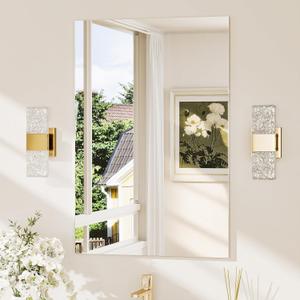 TokeShimi 24x36 Frameless Bathroom Mirror, Vanity Bathroom Mirror for Wall Shatterproof Modern Rectangle Mirrors for Bedroom, Living Room, Entryway, Home Gym, Entryway