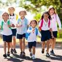 48 Sets Back to School Bead Necklace Crafts Kit Welcome First Day of School Craft Gifts Apple Bus Shape Beads DIY Necklace Supplies Party Favor