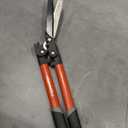 Fiskars Power-Lever Extendable Hedge Shears, Self-Sharpening Serrated Steel Blades for Clean Cuts, Handles Adjust 25"-33" for High Reach, Multiplies Leverage for 2x Power, 10" Blades, Orange/Black