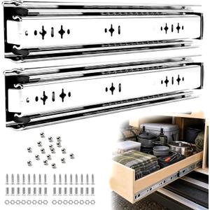 4 x 30 Inch Heavy Duty Drawer Slides, 250 lb Full Extension, Side Mount