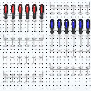 Ripeng 8 Pieces Pegboard Screwdriver Holders Peg Board Organizer Accessories Multi Ring Tool Holders Six Tool Organizer Racks for Pegboard, Pliers (Silver)