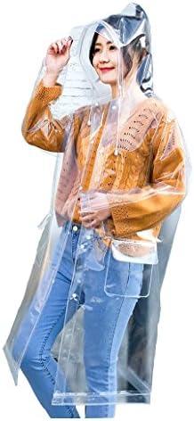 Freesmily Super Transparent Raincoat for Women Fashion EVA Waterproof Rain Poncho with Hood Drawstring Medium