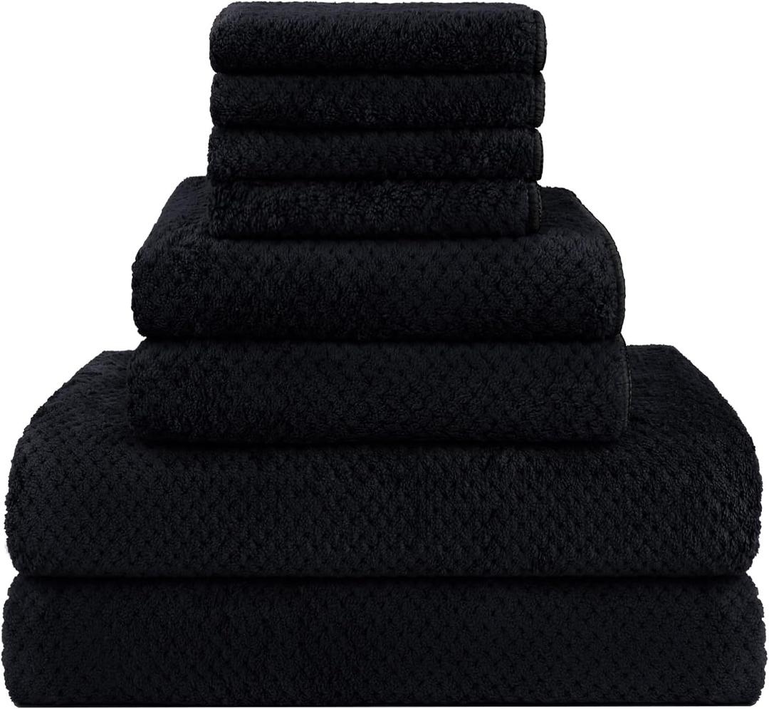 HOMEXCEL 8 Piece Bath Towel Set, Microfiber Bathroom Towel - 2 Bath Towels, 2 Hand Towels, and 4 Wash Cloths, Super Soft, Highly Absorbent Towels for Bathroom, Gym, Hotel, and Spa (Black)