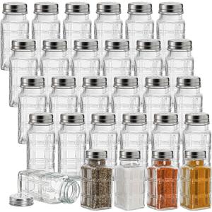 30 Pack Glass Salt and Pepper Shakers, 2.5 Oz Antique Spice Shakers with Metal Lid, Clear Glass Jars Kitchen Gadgets for Seasonings Home Restaurant Cooking Table