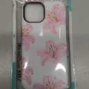 Case Compatible with iPhone 15,Fall Prevention Hybrid 2-Layer Hard Shell Phone Cover for Girls Boys,Lily Floral Pink