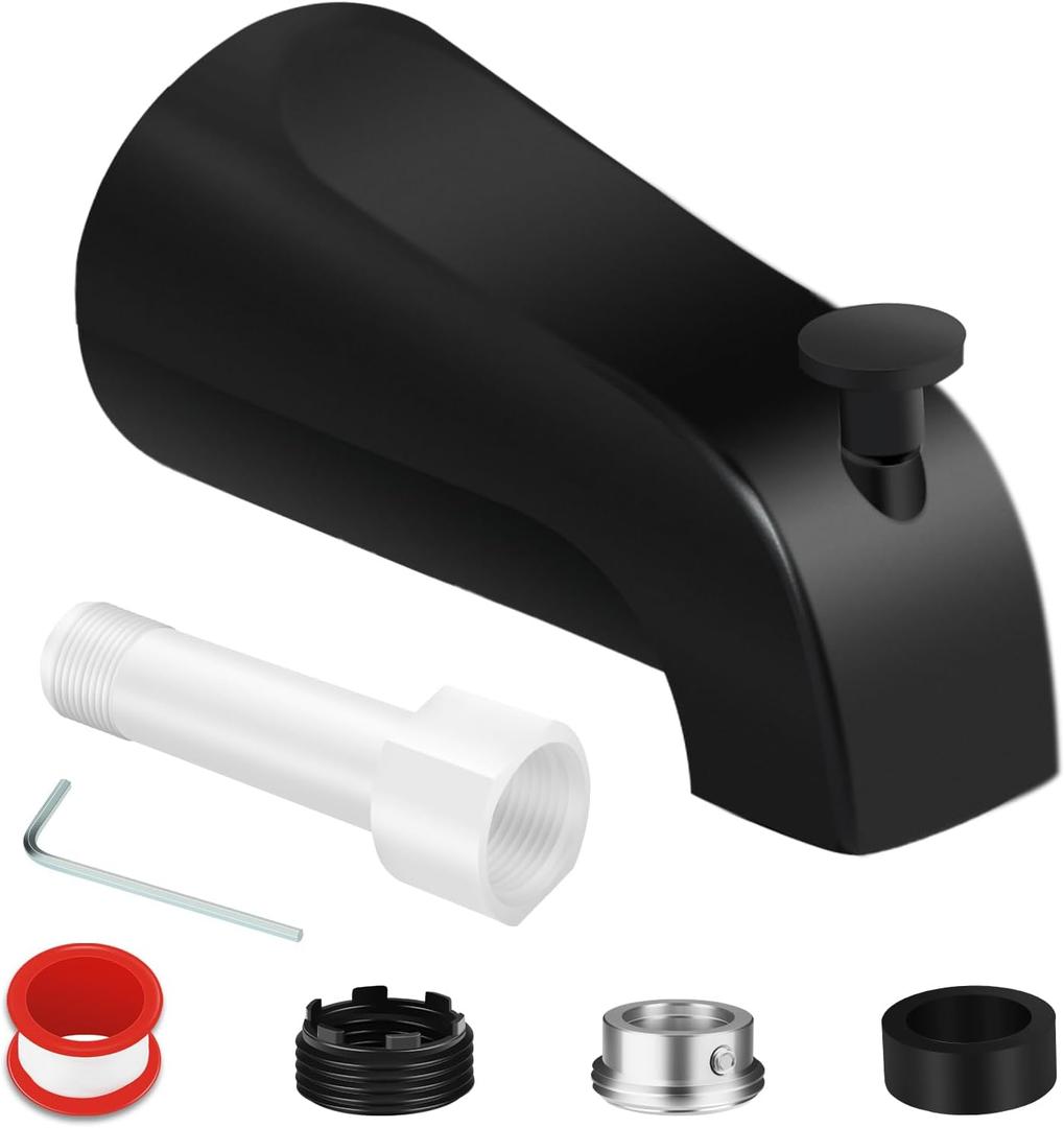 Universal Tub Spout for 1/2" Copper Pipe, 1/2" IPS and 3/4" IPS, Bathtub Faucet with Diverter and Adapter and Hex Wrench (Matte Black)