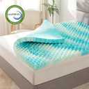 Elegant Comfort 2 Inch Mattress Topper - Gel Infused Memory Foam - Assist with Airflow - Pressure Points Support - Mattress Pad and Bed Topper - Blue Swirl, Twin Size (Turquoise)