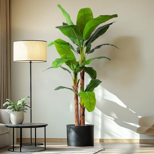 Erimda 6FT Artificial Banana Tree Tall Fake Banana Leaf Plant Faux Banana Silk Tree Faux Banana Leaves for Home Swimming Pool Indoor Outdoor Patio Tropical Decor