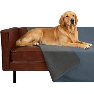 Ameritex Pet Bed Blanket Reversible 100% Waterproof Velvet Super Soft for Sofa and Bed (40x60 Inches, Blue+darkgrey)