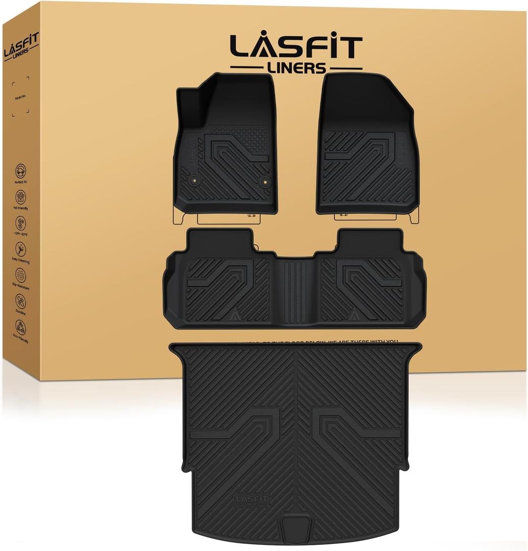 LASFIT Floor Mats & Cargo Liner for Chevrolet Chevy Blazer 2019-2026 (Gas Only), All Weather TPE Custom Fit Floor Mats for Cars (Not Fit Optional Cargo Management System), Car Mats Full Set, Black
