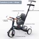 newyoo Tricycle for Toddlers 1-3, Toddler Bike, Trike with Push Handle, Perfect Boys and Girls Birthday Gift and Toys, Balance Bike with Backrest and Safety Belt, TR007, Dark Gray