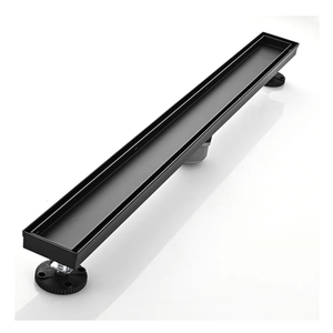 Linear Shower Floor Drain, Black 30 Inch 304 Stainless Steel Bathroom Drains Kit, Rectangular Shower Trench Drain with Reversable Tile-in Pattern Drain Cover & Hair Catcher