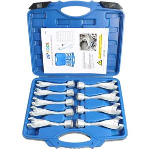 9pc Common Rail Injection Fuel Line Socket Set 12 Point Injector Fuel Line Socket 1/2" Dr 12mm 14mm 16mm 17mm 18mm 19mm 21mm 22mm 24mm Removal Temperature Sensors Thermo Switches