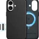 SHIELDON Genuine Leather Case for iPhone 17 6.3 Inch 2025 | Compatible with Magsafe, Camera Button Updated, Slim Magnetic Wireless Charging, Anti-Scratch, Shockproof, Protective Phone Cover - Black