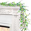 St Patrick's Day Garlands with Wooden Shamrock Clover St Patrick's Day Decorations with Berries Artificial Green Irish Garlands for Home Irish Party Decoration