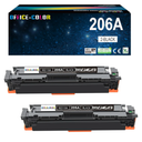 2 Pack Replacement for HP 206A Black Toner Cartridge W2110A for HP Color LaserJet Pro MFP M283cdw M283fdw M282nw M255dw,M255nw Toner Printer Ink (with Chip)