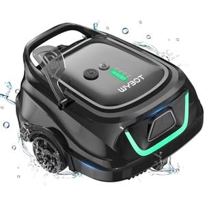 WYBOT A1 Robotic Pool Cleaner – Dual Layer Filtration, Strong Suction, 130 Mins Runtime, Robot Pool Vacuum for Above-Ground & Flat Pools up to 1,100 Sq. Ft., 4 Cleaning Modes, Abyss Black Green