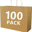 Vanhel 100 PCS Large Paper Bags with Handles 16 x 6 x 12 Inches,Large Gifts Bags with Handles bulk, Shopping Bags, Party, Retail, Merchandise, Favor, Recyclable