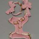 Small Dog Collar Harness and Leash Set, Dog Harness no Pull with Bowtie, Breathable Cotton Adjustable Pet Puppy Harness, Easy Walk Dog Harness, S(1418.9")