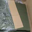 Karl home Accent Chair Mid-Century Modern Chair with Pillow Linen Fabric Upholstered Lounge Arm Chair with Solid Wood Frame & Soft Cushion for Living Room, Bedroom, Balcony, Green