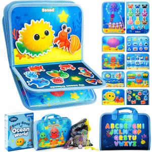 Busy Board Montessori Toys for Toddlers 1-3 Busy Book Sensory Toys for Girls Boys,Airplane Travel Activity Book Toy for 1 2 3 Year Old Birthday Gift,Fine Educational Preschool Learning Toy