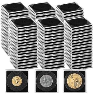 Fansunta 120 Pcs Adjustable Acrylic Coin Collection Cases with Sponges, Coin Snap Holder, Silver Dollar Protection Cases for Collectors, Coin Dollar Collection Supplies(20mm-40mm)