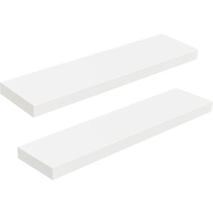 HOOBRO Floating Shelves for Wall, Wall Mounted Shelf Set of 2, 31.5" Hanging Shelf with Invisible Brackets, for Wall Decor Storage in Bathroom Bedroom Kitchen Living Room Office, White WT80BJP201
