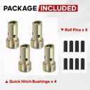 Cat 1 Quick Hitch Adapter Bushings Set 4 Sleeves & 8 Lynch Pins Compatible with Category 1 Tractors Heavy-Duty Zinc-Plated Steel for 3-Point Quick Hitch Systems