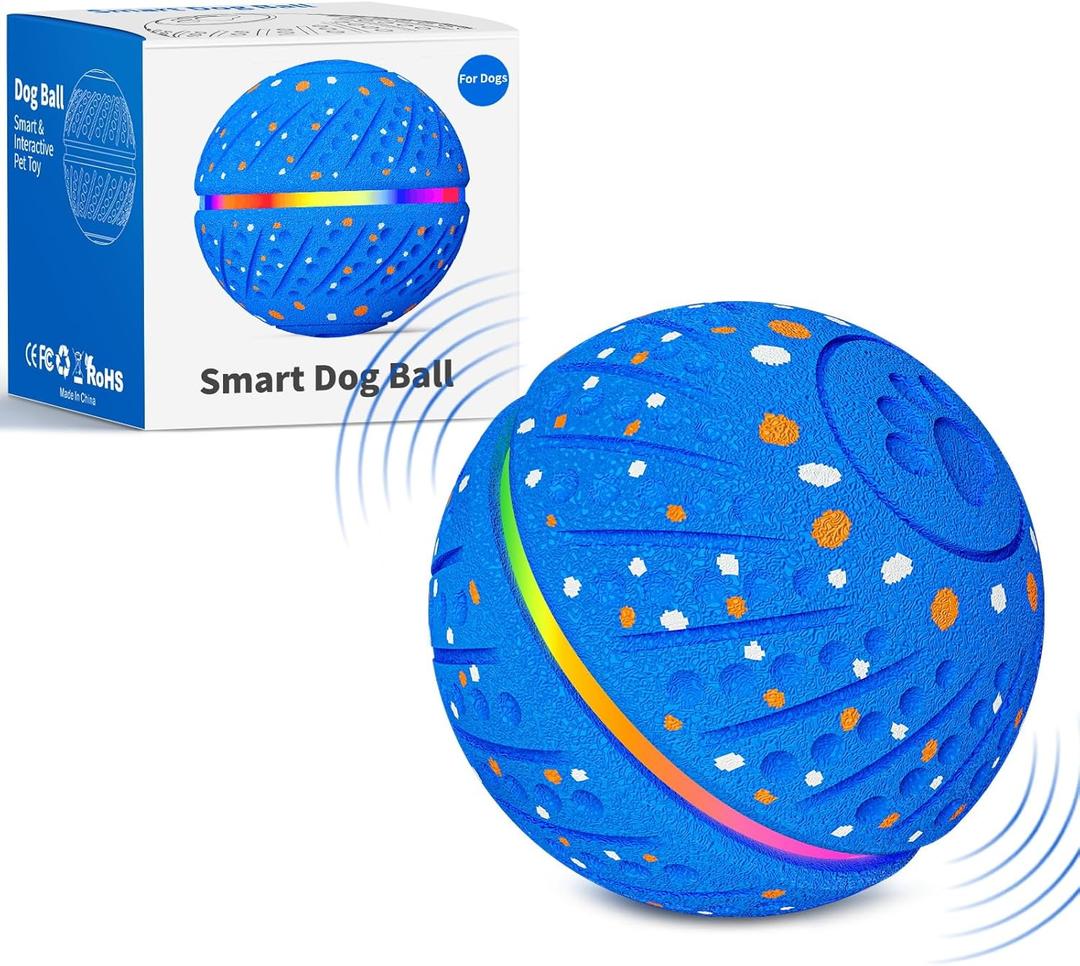 Sankell Interactive Dog Toys Ball  Smart Moving Bouncing Dog Ball with Colorful Lights, ETPU Material, 3 Play Modes Automatic Rolling Dogs Toy for Small Medium Dogs Keep Them Busy(Blue)