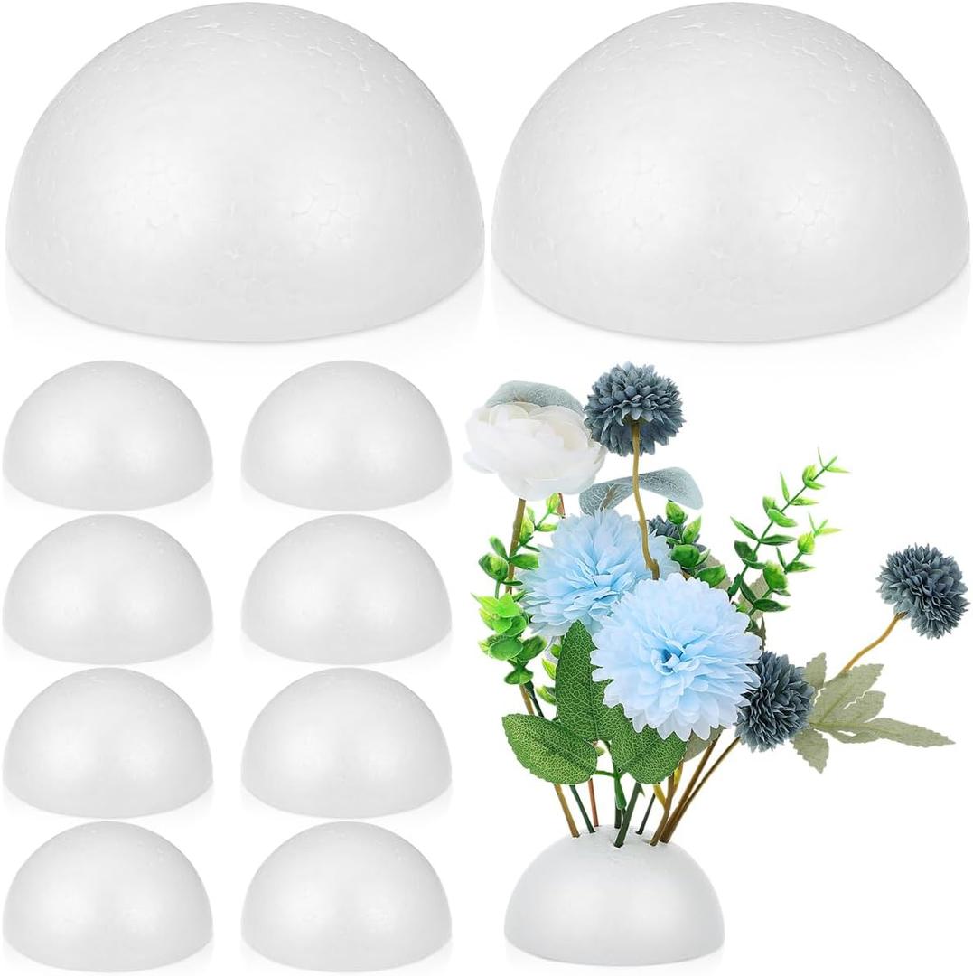 BESTOYARD 20Pcs Floral Foam Half Sphere, 4 Inch Styro Foam Balls for Artificial Flowers, White Round Arrangement Supplies, Bouquet Holder for Wedding, Plant Bouquet