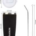 BJPKPK Black Insulated Tumbler With Lid And Straw 20 oz Stainless Steel Tumblers Coffee Thermal Cup Black
